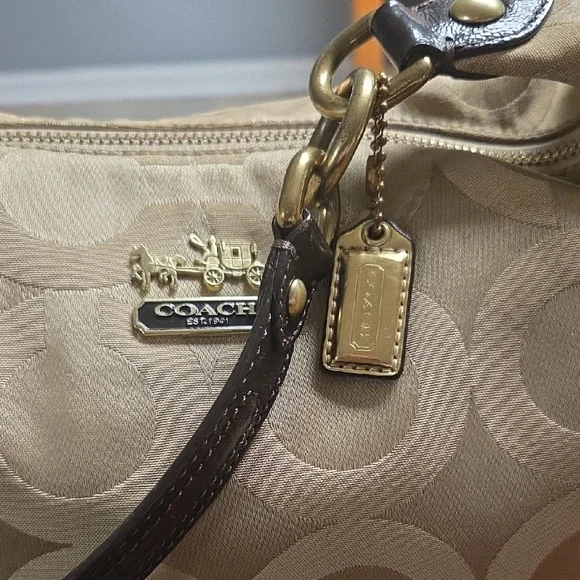 Coach Tan Shoulder Bag with Signature Monogram - Picture 3 of 4